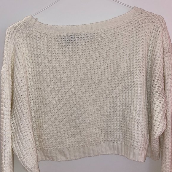 [2-Piece] Cropped Knit Sweaters | White + Green - Picture 12 of 15